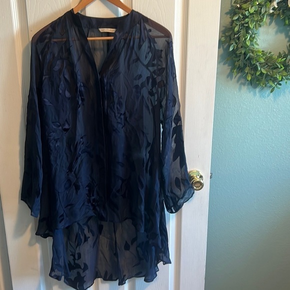 Soft Surroundings Multi Style Sheer Top Silk/Viscose Blend  size xs - Picture 2 of 14